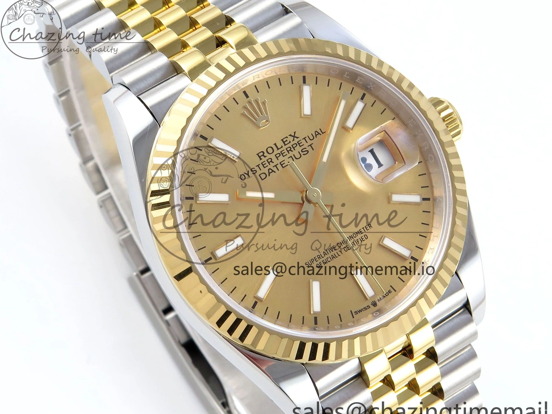 1225 Resilient DateJust 36 126233 EWEF Best Edition YG Stick Dial on SS YG Jubilee Bracelet A 624